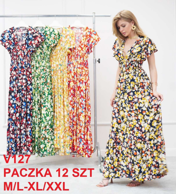 Sukienki damskie Roz M-2XL,  Mix Kolor .Paczka 12 szt